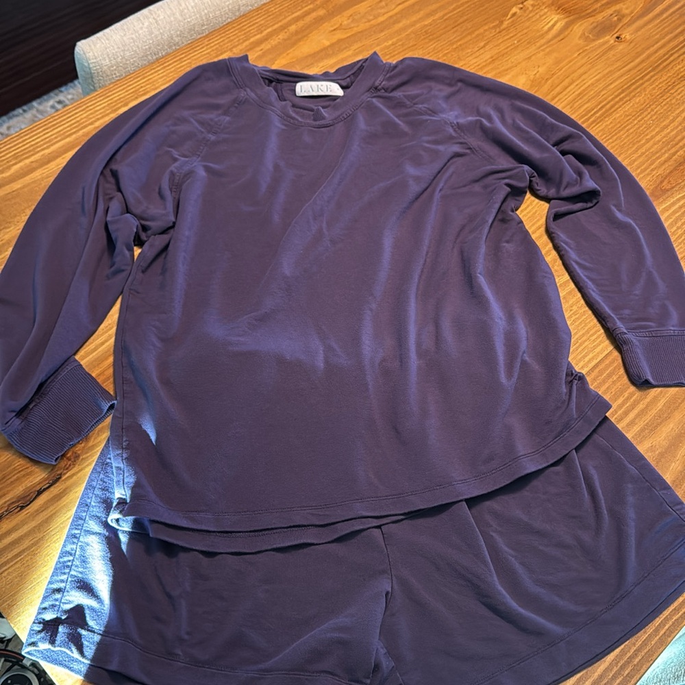 Lake Purple Long Sleeve Top and Shorts Weekend Set
